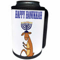 3dRose All Smiles Art Christmas - Funny Reindeer with Menorah Candles Antlers Happy Hanukkah - Can Cooler Bottle Wrap (cc_263924)