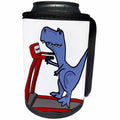 3dRose All Smiles Art Sports and Hobbies - Funny Cute T-rex Dinosaur on Treadmill Exercise Cartoon - Can Cooler Bottle Wrap (cc_263929)