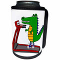 3dRose All Smiles Art Sports and Hobbies - Cute Funny Alligator on Treadmill Exercise Cartoon - Can Cooler Bottle Wrap (cc_263930)
