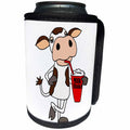3dRose All Smiles Art Animals - Funny Charming Cow Drinking Milkshake Cartoon - Can Cooler Bottle Wrap (cc_263935)
