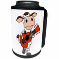 3dRose All Smiles Art Music - Funny Cute Brown and White Cow playing Guitar - Can Cooler Bottle Wrap (cc_263936)