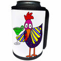 3dRose All Smiles Art Drinking - Cool Funny Funky Rooster Drinking Margarita Art - Can Cooler Bottle Wrap (cc_263944)