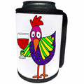3dRose All Smiles Art Birds - Funny Cool Colorful Chicken Drinking Wine Cartoon - Can Cooler Bottle Wrap (cc_263946)