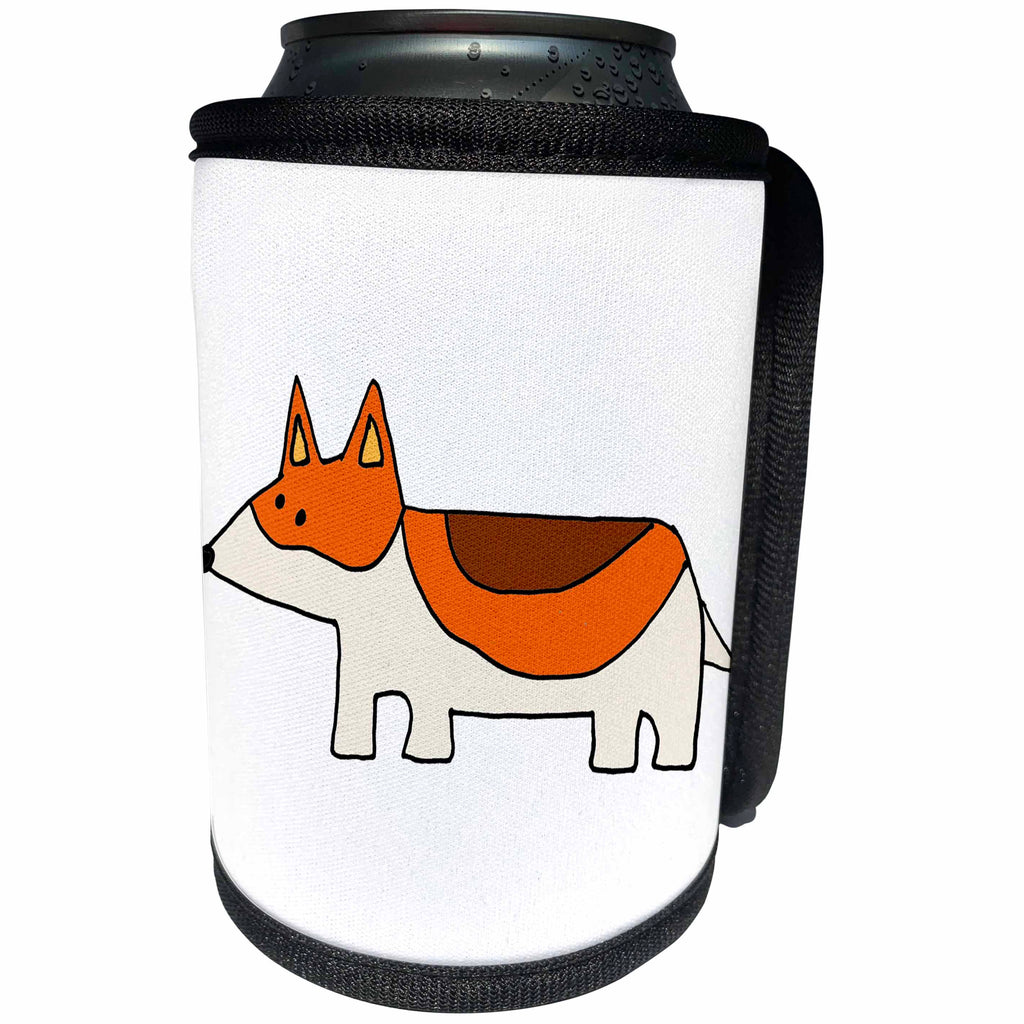 3dRose All Smiles Art Pets - Funny Cute Funky Welsh Corgi Puppy Dog Cartoon - Can Cooler Bottle Wrap (cc_263950)