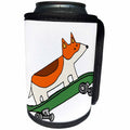 3dRose All Smiles Art Pets - Amusing Cute Welsh Corgi Dog Skateboarding Cartoon - Can Cooler Bottle Wrap (cc_263951)
