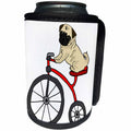 3dRose All Smiles Art Pets - Cute Amusing Pug Puppy Dog riding Tricycle cartoon - Can Cooler Bottle Wrap (cc_263961)