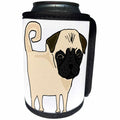 3dRose All Smiles Art Pets - Funny Cool Cute Pug Dog cartoon Art - Can Cooler Bottle Wrap (cc_263962)