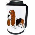 3dRose All Smiles Art Pets - Funny Cute Basset Hound Dog original Art Cartoon - Can Cooler Bottle Wrap (cc_263966)