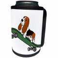 3dRose All Smiles Art Pets - Funny Cute Basset Hound Dog on Skateboard Cartoon - Can Cooler Bottle Wrap (cc_263967)