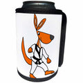 3dRose All Smiles Art Sports and Hobbies - Cute Funny Kangaroo Practicing karate Kick Cartoon - Can Cooler Bottle Wrap (cc_263975)