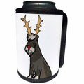 3dRose All Smiles Art Christmas - Cute Funny Schnauzer Dog with Reindeer Antlers Christmas - Can Cooler Bottle Wrap (cc_263979)