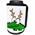 3dRose All Smiles Art Christmas - Amusing Cute Alligator in Reindeer Antlers Christmas Cartoon - Can Cooler Bottle Wrap (cc_263981)