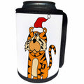 3dRose All Smiles Art Christmas - Cute Humorous Roaring Tiger in Santa Hat Christmas Cartoon - Can Cooler Bottle Wrap (cc_263985)