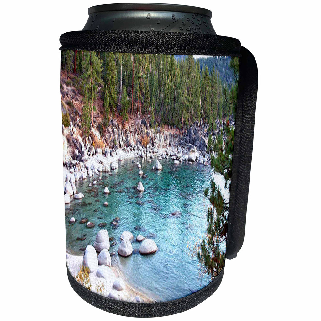 3dRose Sandy Mertens Nevada - Secret Beach by Lake Tahoe East Shore - Can Cooler Bottle Wrap (cc_26410)