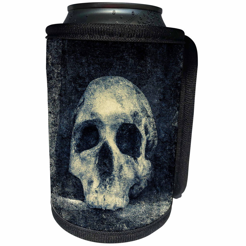 3dRose Alexis Photography - Halloween - White human skull in a dark niche of a pagan temple - Can Cooler Bottle Wrap (cc_264103)