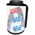 3dRose Alexis Design - Christmas - Santa Was Here funny Christmas design. Snow steps and the text - Can Cooler Bottle Wrap (cc_264113)