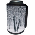 3dRose Alexis Photography - Winter - Two birch trees in a winter forest. Black and white - Can Cooler Bottle Wrap (cc_264174)