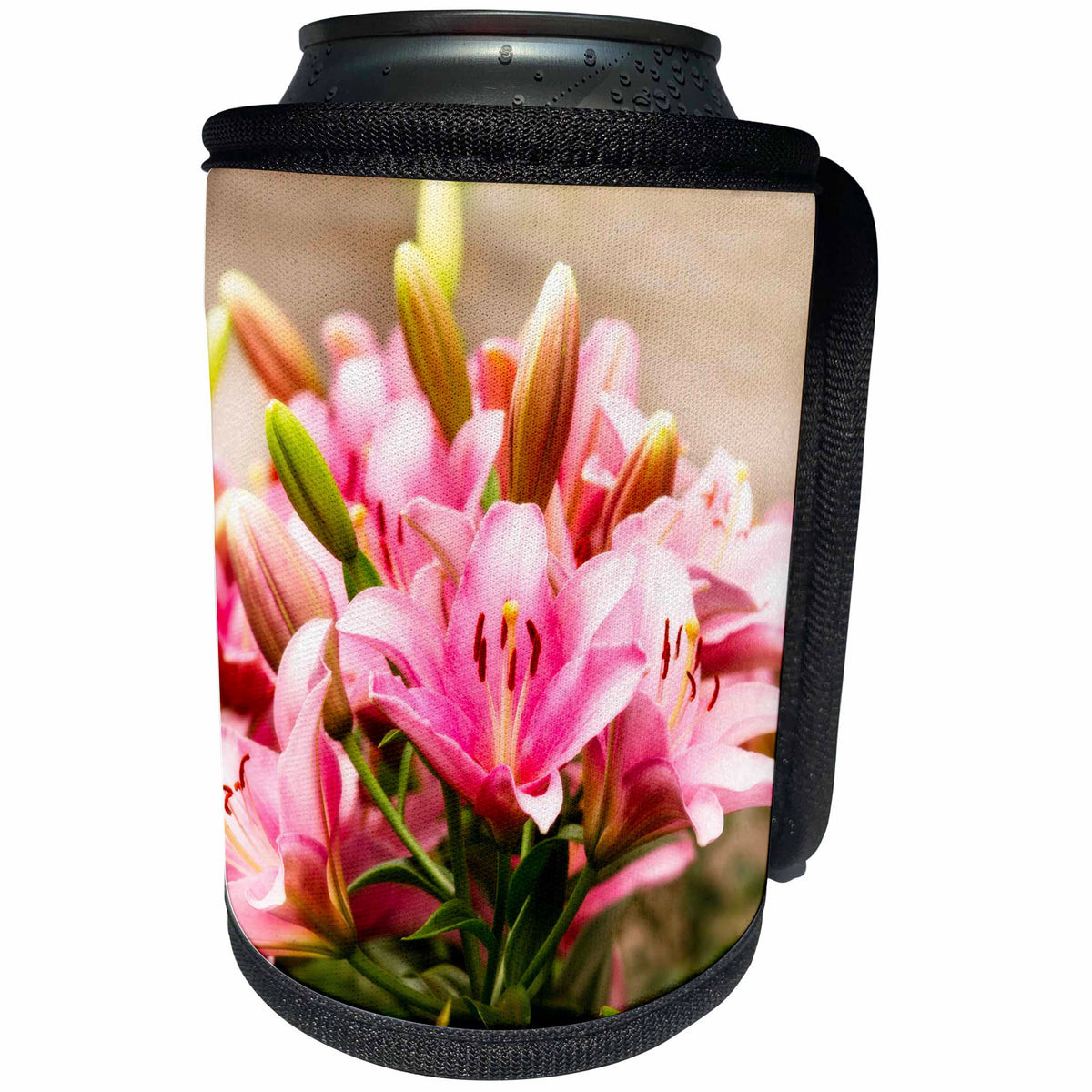 3dRose Alexis Photography - Flowers - Pink lily flowers - Can Cooler Bottle Wrap (cc_264185)