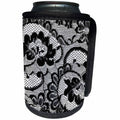 3dRose 311 Lace Deluxe - Sassy black and white lace print Perfect for bachelorette or lingerie parties - Can Cooler Bottle Wrap (cc_26419)