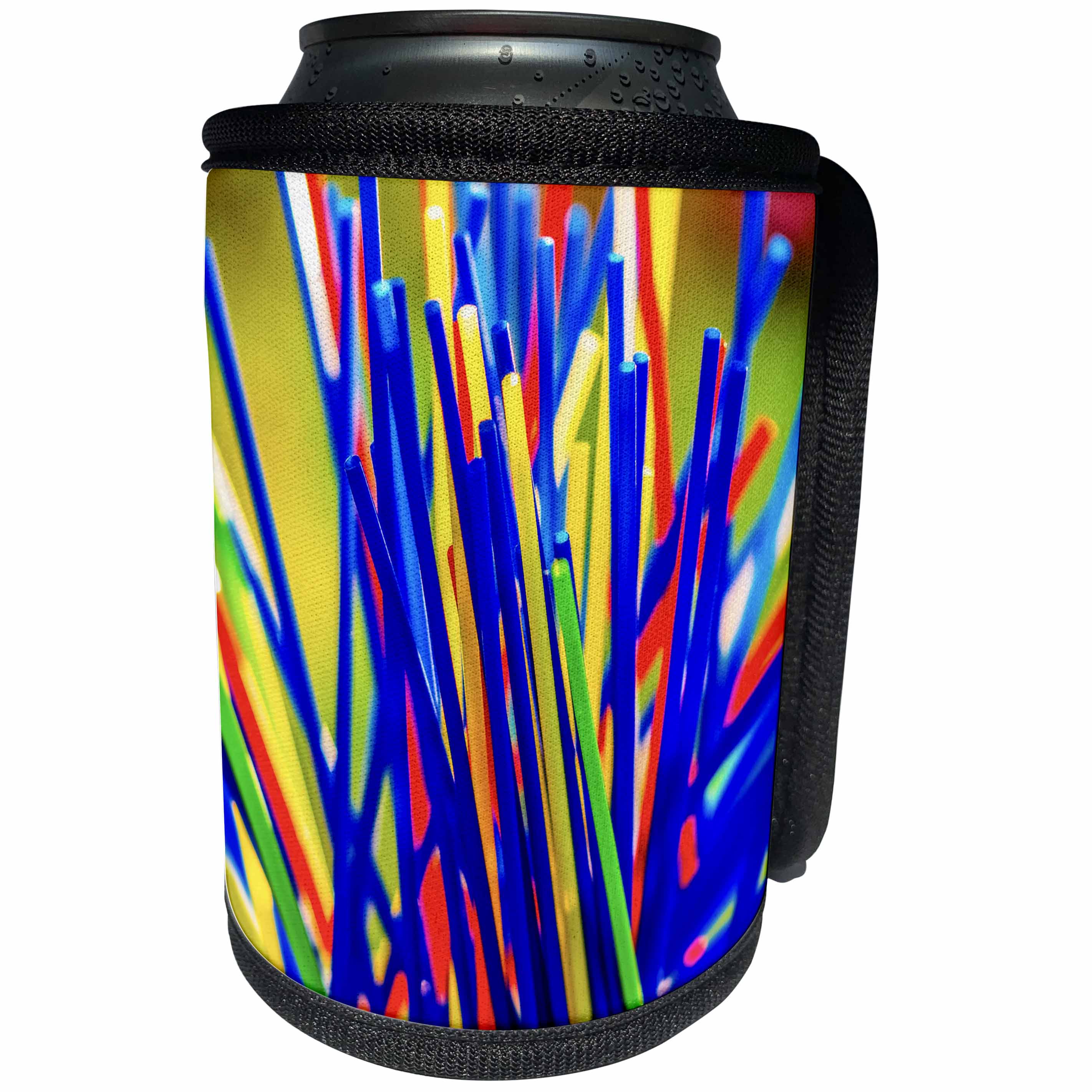 3dRose Alexis Photography - Objects - Bunch of colorful cocktail straws in a glass - Can Cooler Bottle Wrap (cc_264202)