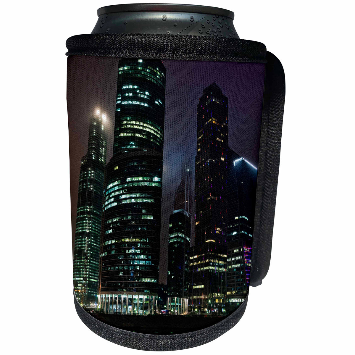 3dRose Alexis Photography - Moscow City - International business center Moscow City at misty night - Can Cooler Bottle Wrap (cc_264226)