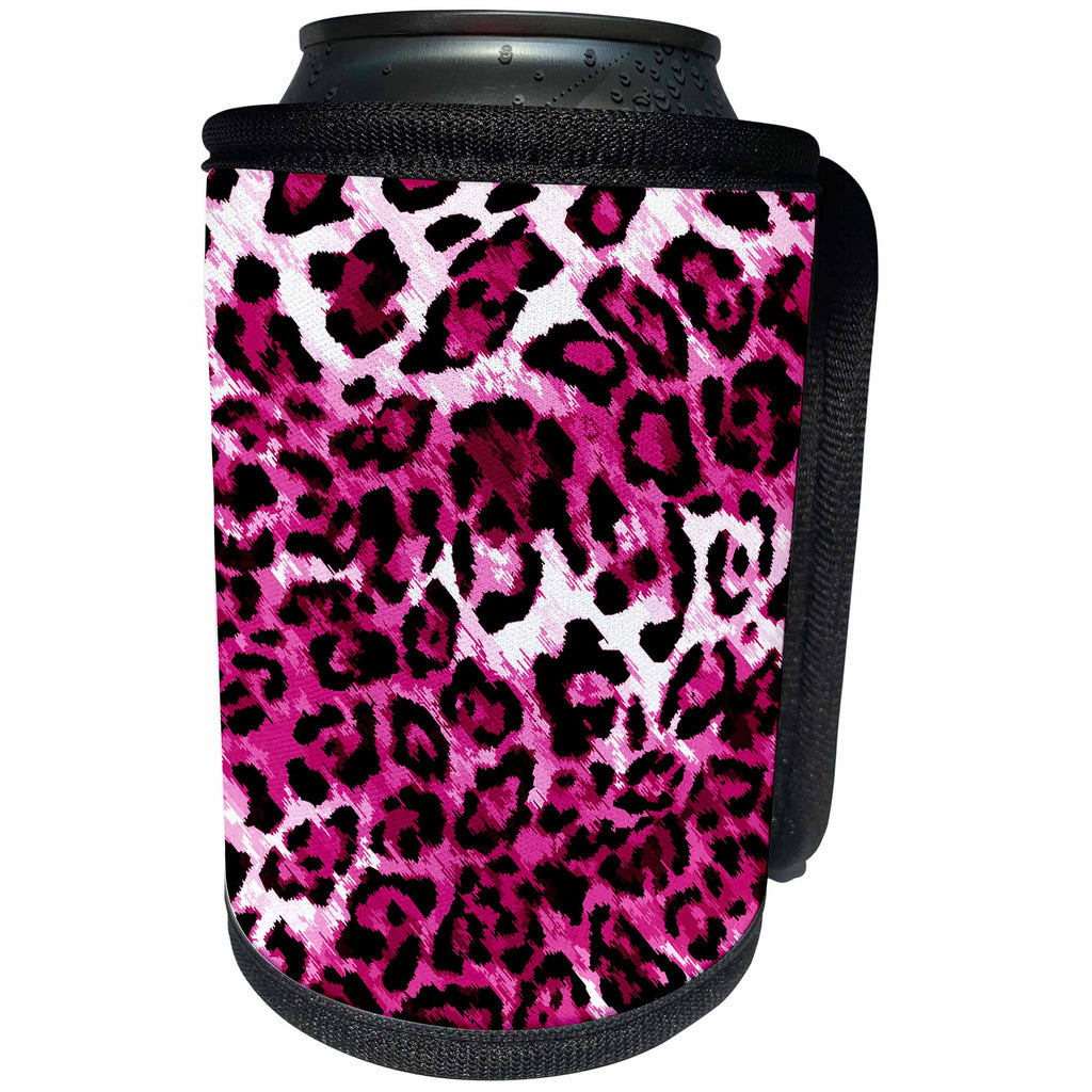 3dRose 311 Hot Pink Leopard - Hot pink leopard animal print fun for any party - Can Cooler Bottle Wrap (cc_26423)