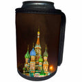 3dRose Alexis Photography - Moscow Kremlin - St Basils cathedral on Moscow Red Square at night - Can Cooler Bottle Wrap (cc_264231)