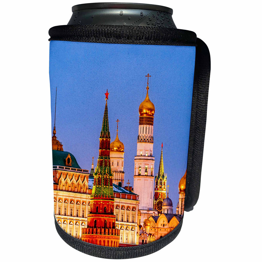 3dRose Alexis Photography - Moscow Kremlin - Moscow Kremlin tower and cathedrals at winter night - Can Cooler Bottle Wrap (cc_264234)