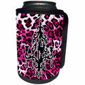 3dRose 311 Hot Pink Leopard Black Chandelier - Stylish hot pink leopard print with chic chandelier - Can Cooler Bottle Wrap (cc_26424)