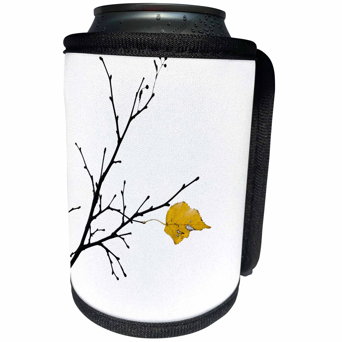 3dRose Alexis Photography - Autumn - Yellow linden tree leaf, white background - Can Cooler Bottle Wrap (cc_264254)