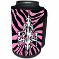 3dRose 311 Pink and Black Zebra print with White Chandelier - Funky pink zebra print with chic white chandelier - Can Cooler Bottle Wrap (cc_26426)