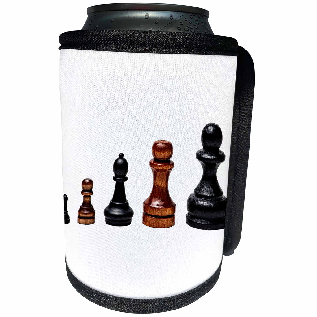 3dRose Alexis Design - Objects - Five chess pawns in a row from small to large. Business career path - Can Cooler Bottle Wrap (cc_264263)