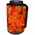 3dRose Doreen Erhardt Autumn Collection - Colorful Autumn Leaf Against a Brush Stroke Painted Fall Background - Can Cooler Bottle Wrap (cc_264266)