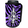 3dRose 311 Purple and Black Zebra Print with White Chandelier - Funky purple zebra print with chic white chandelier - Can Cooler Bottle Wrap (cc_26427)
