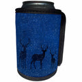 3dRose Doreen Erhardt Wildlife - Deep Blue Winter Forest with Woodland Deer Silhouettes - Can Cooler Bottle Wrap (cc_264270)