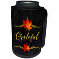 3dRose Doreen Erhardt Autumn Collection - Chalkboard and Faux Gold Leaf Grateful Typography Autumn Leaves - Can Cooler Bottle Wrap (cc_264271)