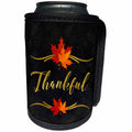 3dRose Doreen Erhardt Autumn Collection - Thankful Typography Faux Gold Leaf and Chalkboard Fall Theme - Can Cooler Bottle Wrap (cc_264272)