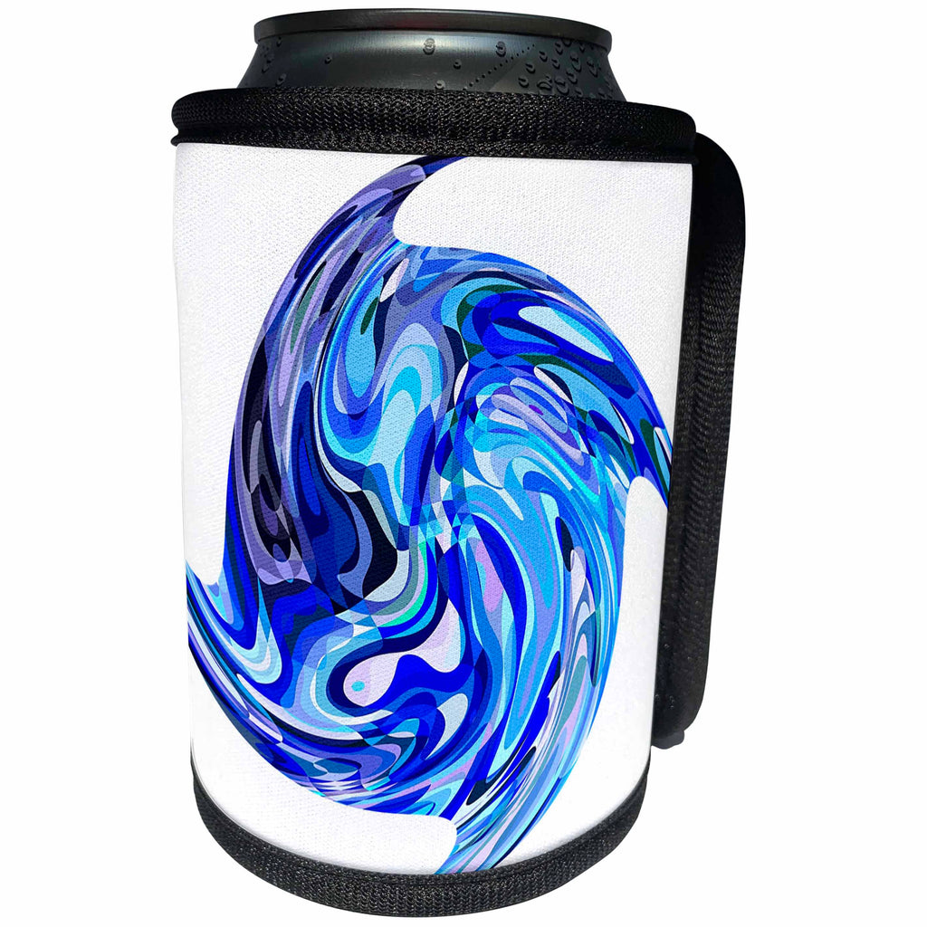 3dRose Abstract Designs - Image of Abstract Spirals In Blue and Violet - Can Cooler Bottle Wrap (cc_264356)