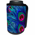 3dRose 311 Peacock Feather in blue - Vector peacock feathers in electric blue and pink - Can Cooler Bottle Wrap (cc_26436)