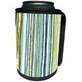 3dRose Abstract Designs - Image of Abstract Irregular Stripes Aqua Olive Green and Blue - Can Cooler Bottle Wrap (cc_264369)
