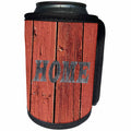 3dRose Abstract Wood Colors - Image of Country Red Barn Wood With Word Home - Can Cooler Bottle Wrap (cc_264374)