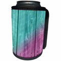 3dRose Abstract Wood Colors - Image of Aqua and Fuchsia Wood - Can Cooler Bottle Wrap (cc_264376)