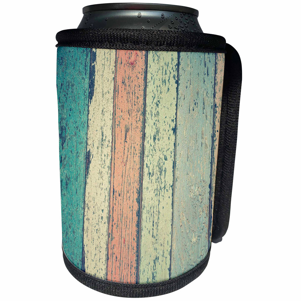 3dRose Abstract Wood Colors - Image of Multi Color Vertical Boards - Can Cooler Bottle Wrap (cc_264377)