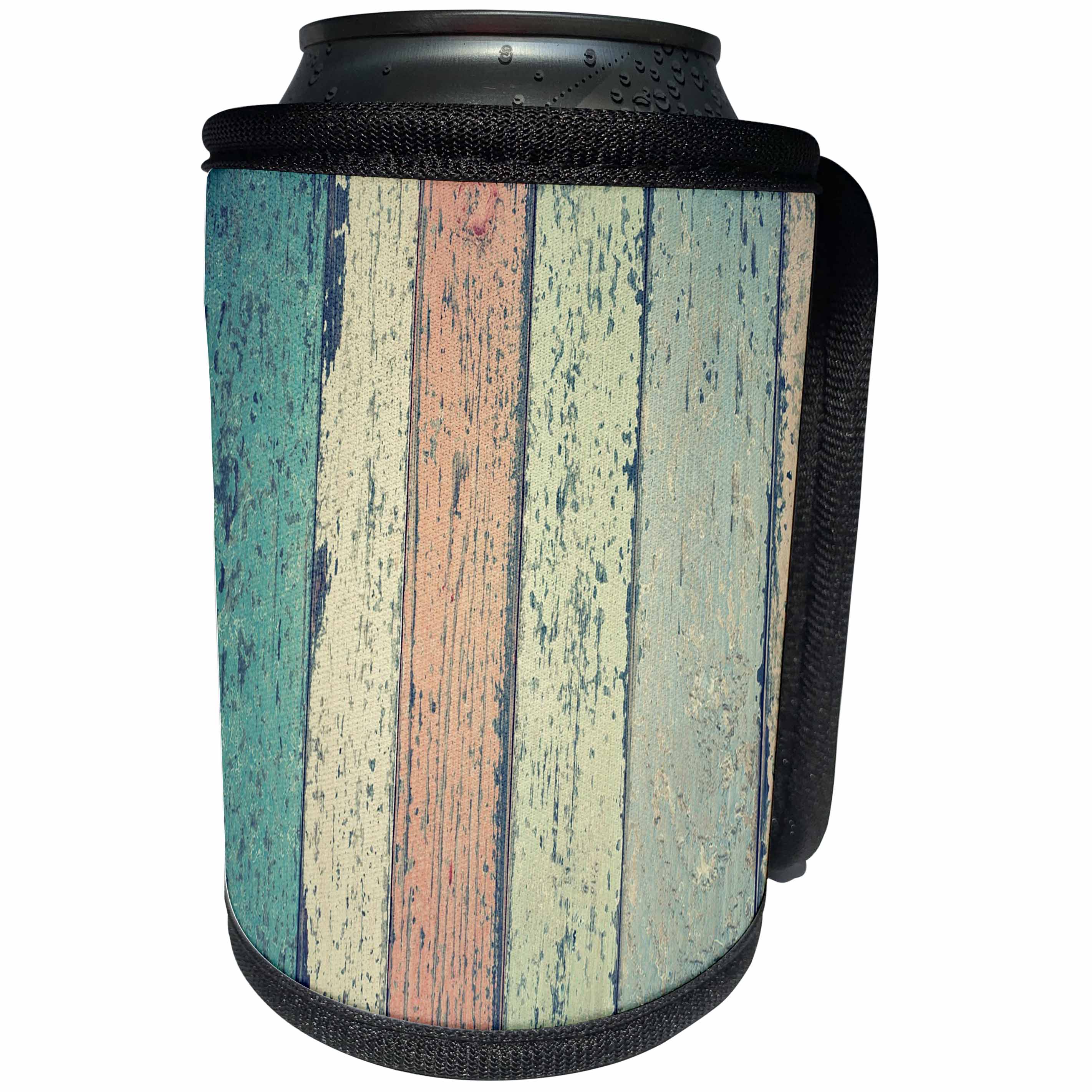 3dRose Abstract Wood Colors - Image of Multi Color Vertical Boards - Can Cooler Bottle Wrap (cc_264377)