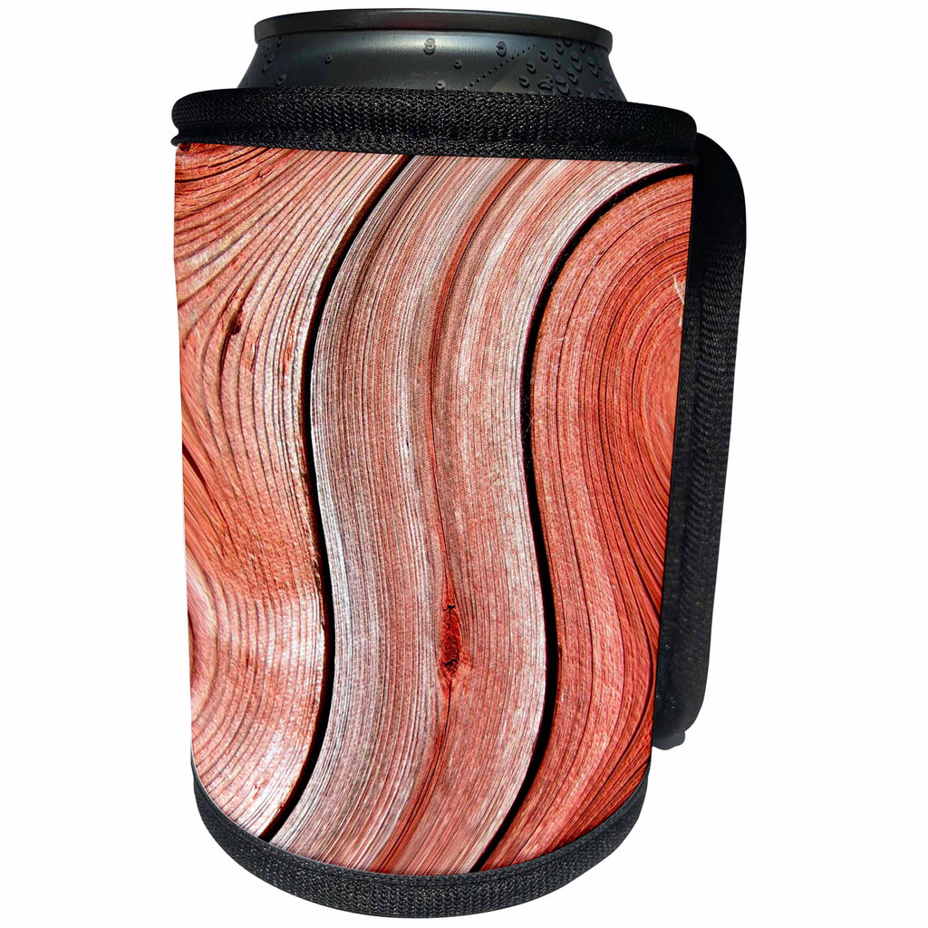 3dRose Abstract Wood Colors - Image of Swirly Orange and Tan Wood - Can Cooler Bottle Wrap (cc_264378)