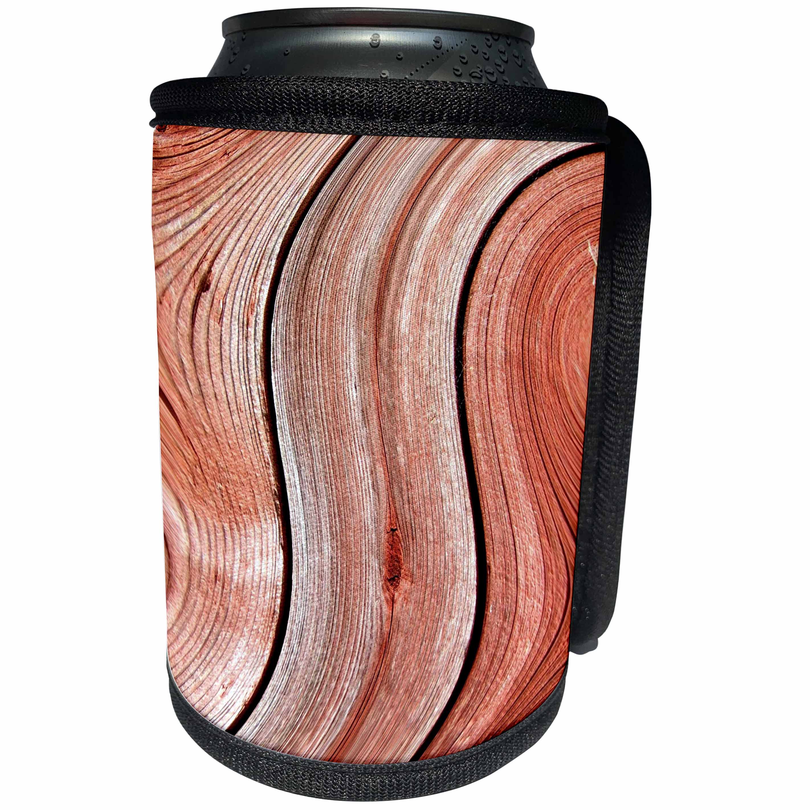 3dRose Abstract Wood Colors - Image of Swirly Orange and Tan Wood - Can Cooler Bottle Wrap (cc_264378)