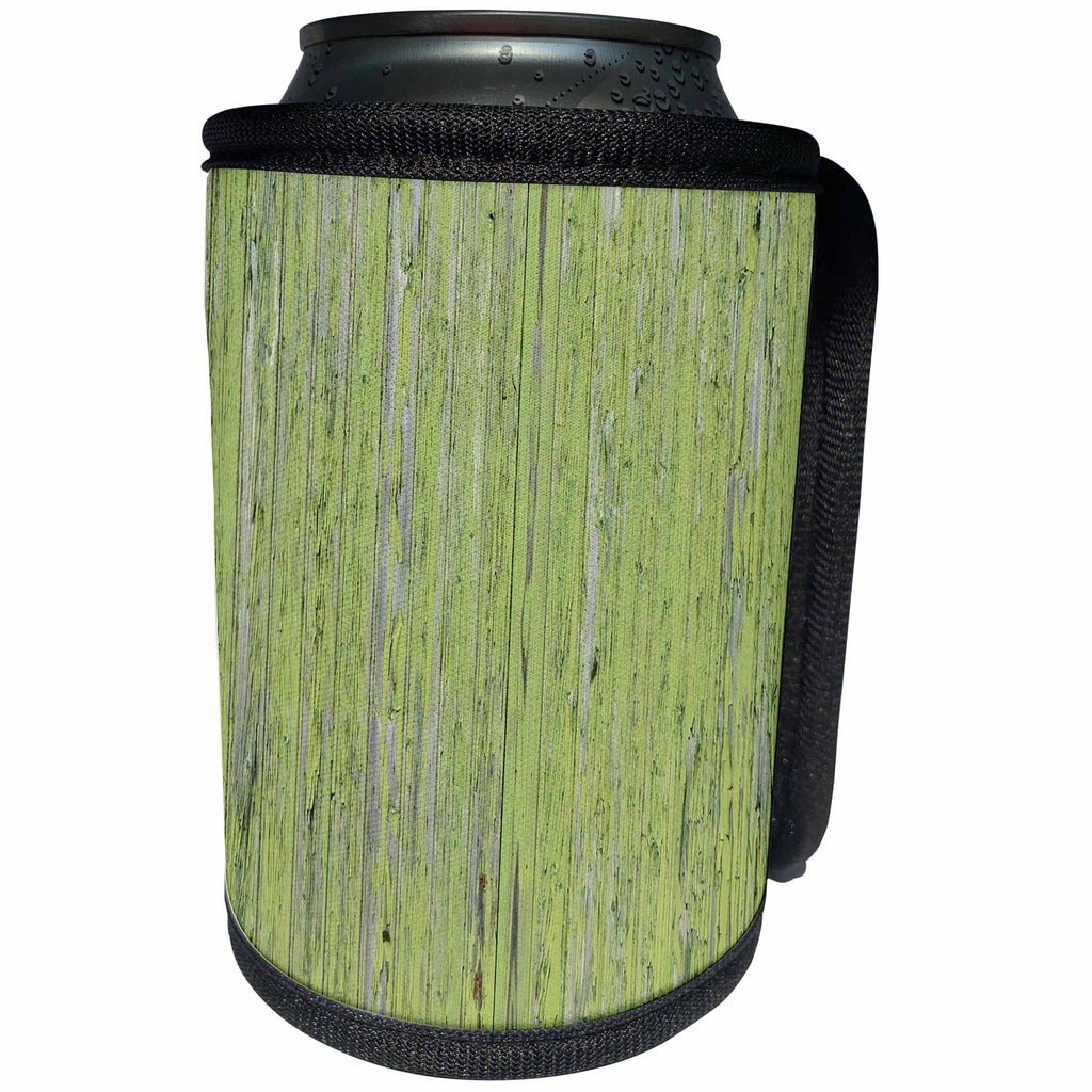 3dRose Abstract Wood Colors - Image of Lime Green Aged Wood - Can Cooler Bottle Wrap (cc_264382)