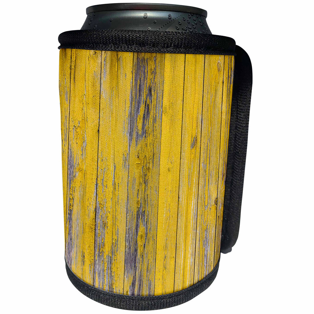 3dRose Abstract Wood Colors - Image of Bright Yellow Peeled Wood - Can Cooler Bottle Wrap (cc_264385)