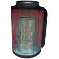 3dRose Abstract Wood Colors - Image of Aged Rustic Red Wooden Door - Can Cooler Bottle Wrap (cc_264386)