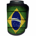 3dRose Abstract Wood Colors - Image of Flag Of Brazil On Wood - Can Cooler Bottle Wrap (cc_264388)